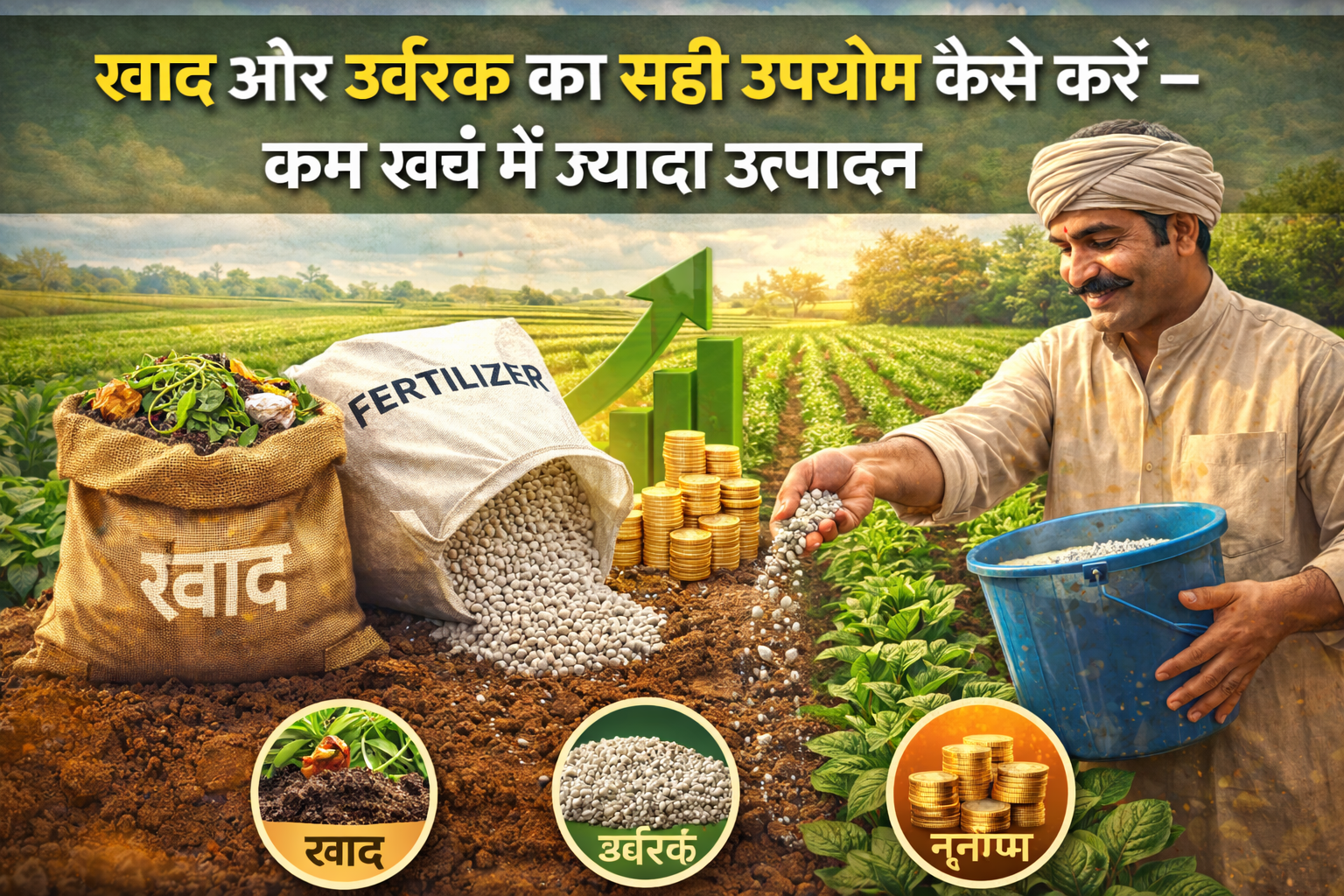 खाद और उर्वरक का सही उपयोग कैसे करें – कम खर्च में ज्यादा उत्पादन
